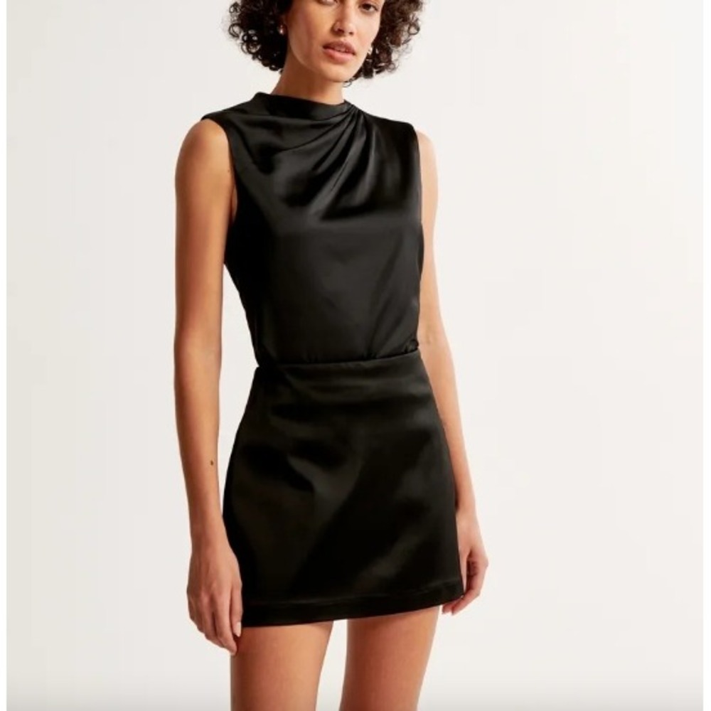 Abercrombie & Fitch Satin High-Neck Draped Cowl Top Whimsigoth Blouse | Size S - Picture 2 of 7